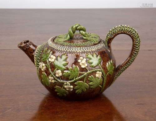Rye pottery Bellevue hop ware teapot and cover 19th Century,...
