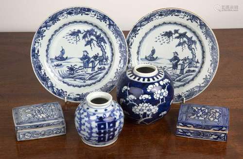 Group of blue and white porcelain Chinese, 19th Century, inc...