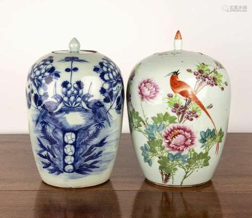 Two lidded vases Chinese, 19th Century, the first decorated ...