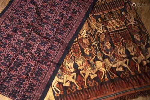 Large Sumba Ikat hinggi cloth Indonesia, depicting ancestor ...