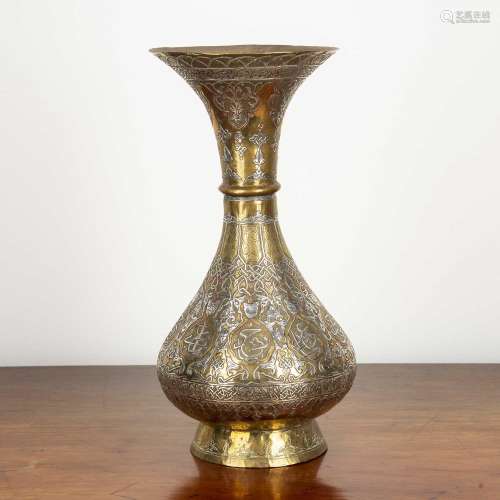 Silver inlay brass vase Iranian, decorated with figures and ...
