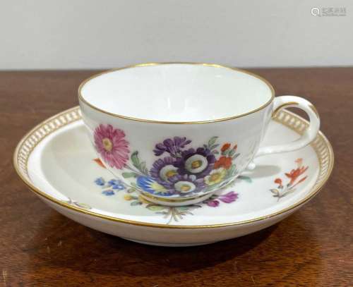 Meissen cabinet cup and saucer porcelain, painted with flowe...