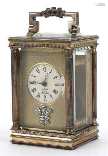 Charles Frodsham, miniature silver carriage clock with fleur...