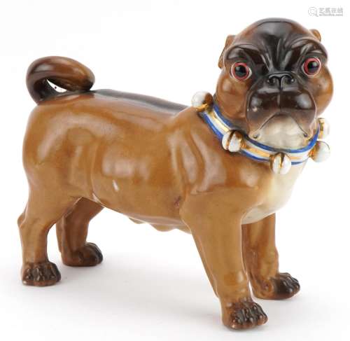 19th century continental porcelain model of a Pug dog, impre...