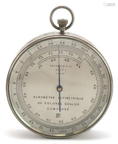 Large steel cased hanging compensated barometer with silvere...