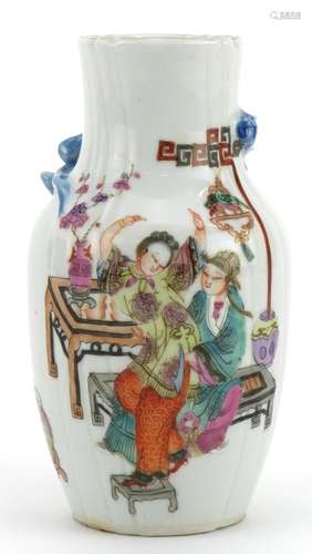 Chinese porcelain vase hand painted in the famille rose pale...