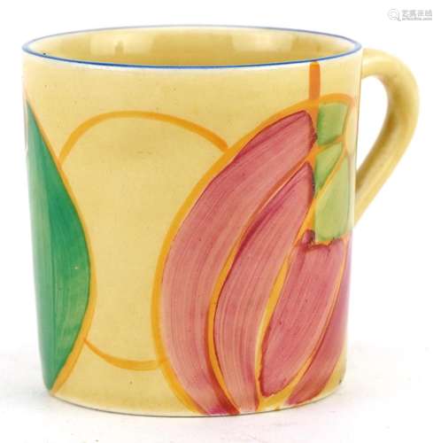 Clarice Cliff, Art Deco Fantasque coffee can hand painted wi...