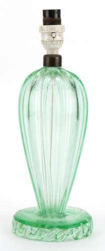 Vintage Murano green glass table lamp, 33.5cm high