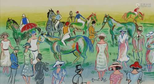 Manner of Raoul Dufy - At the Paddock, horseracing scene, Fr...