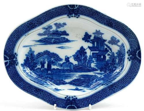 19th century pearlware footed stand printed in the chinoiser...