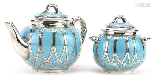 Royal Worcester, Victorian aesthetic silver overlaid porcela...