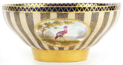 Aynsley porcelain bowl finely hand painted with panels of la...