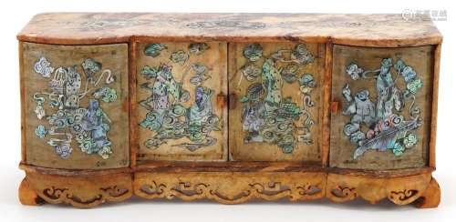 Miniature Chinese carved soapstone side cabinet with mother ...