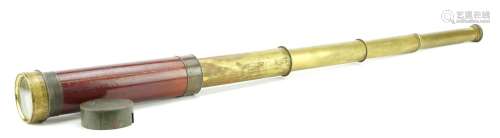 19th century German mahogany bound four draw brass telescope...