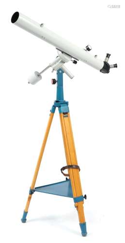 Carl Zeiss Jena floor standing telescope with tripod stand, ...