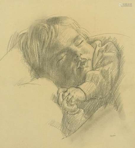 A Neville Lewis - Sleeping child, signed South African penci...