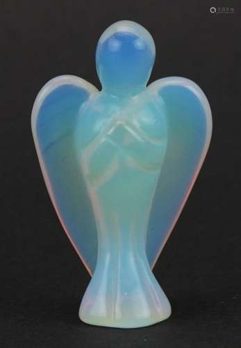 Sabino, French Art Deco opalescent glass angel, 6cm high