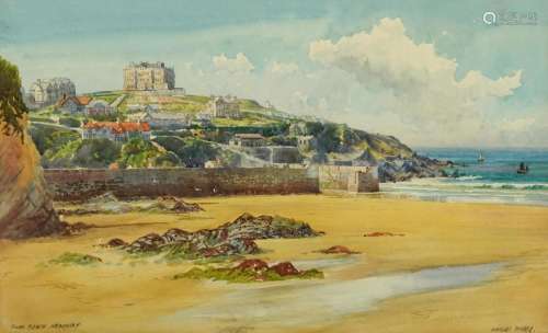Douglas Pinder - Towan Beach, Newquay, Cornish watercolour, ...