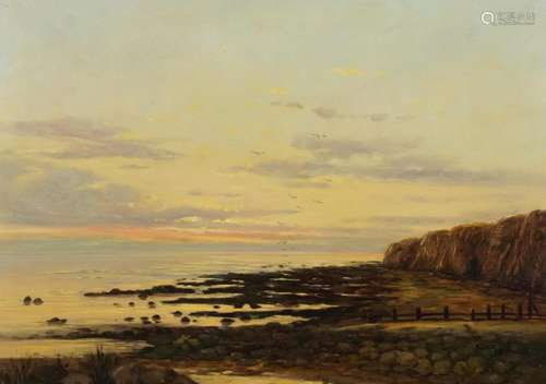 Konig - Rocky coastal scene with cliffs, oil on board, Natio...