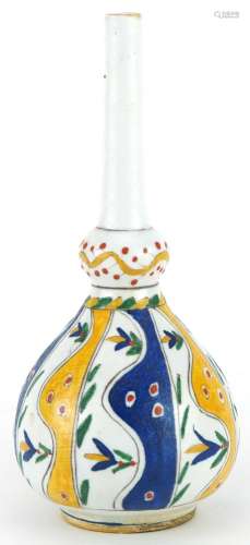 Turkish Armenian pottery rosewater sprinkler hand painted wi...