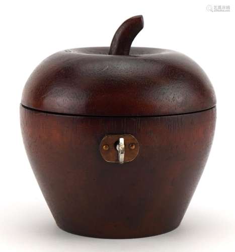 George III style carved treen tea caddy with key in the form...