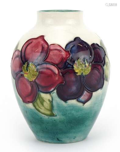 Moorcroft Pottery vase hand painted with flowers, 12.5cm hig...