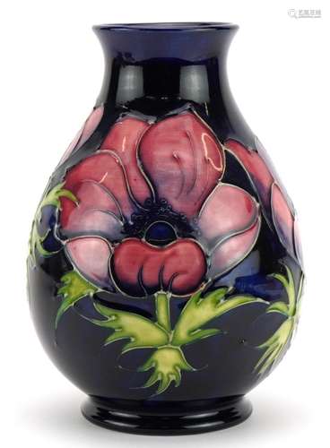 Moorcroft Pottery baluster vase hand painted with flowers ha...