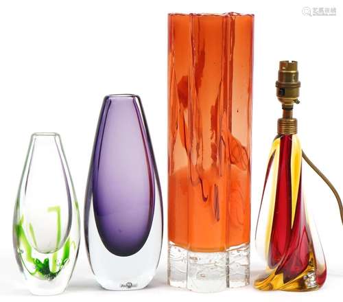 Art glassware including Strombergshyttan Swedish amethyst gl...