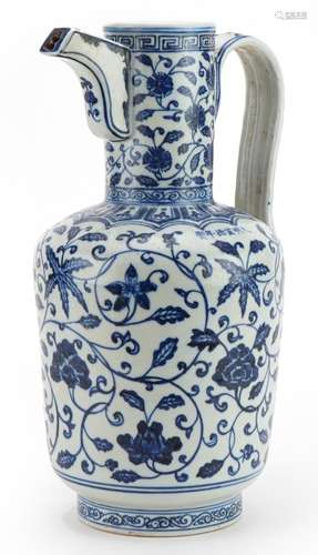 Chinese Islamic blue and white porcelain water jug hand pain...