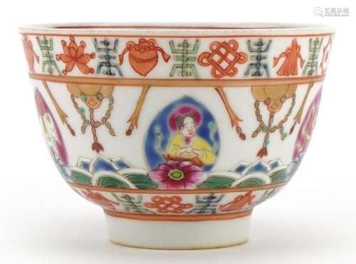 Chinese porcelain tea bowl hand painted in the famille rose ...