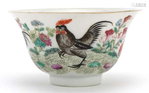 Chinese porcelain bowl hand painted in the famille rose pale...