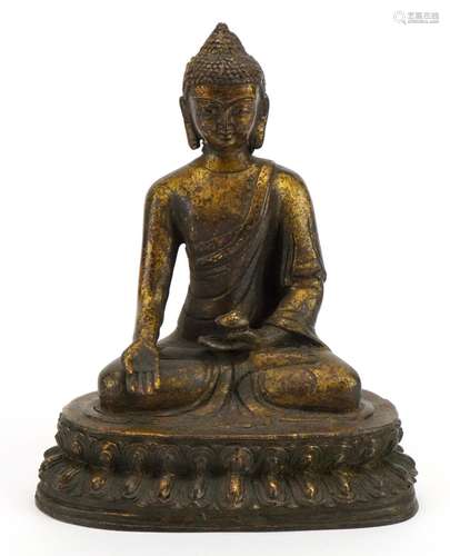 Chino Tibetan partially gilt bronze figure of Buddha, 19cm h...