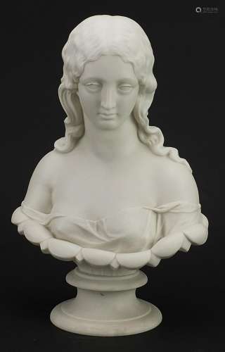 Large parian ware bust of a classical female, 30cm high