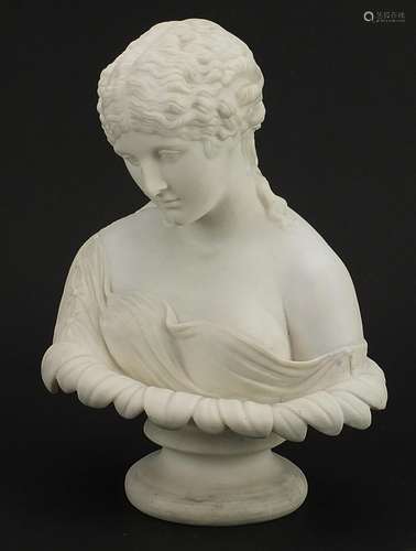 Large parian ware bust of Clytie, 27cm high