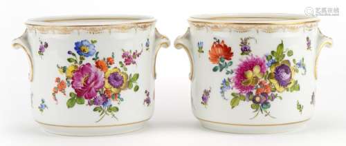 Augustus Rex, pair of German porcelain cache pots with twin ...