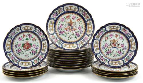 Samson, two sets of ten French Paris porcelain plates hand p...