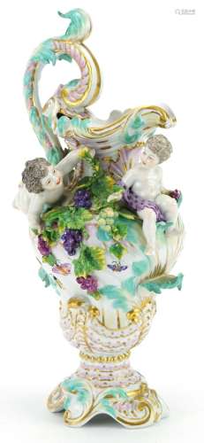 Manner of Dresden, continental porcelain floral encrusted ew...