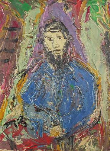 Abstract composition, portrait of a gentleman, impasto oil o...