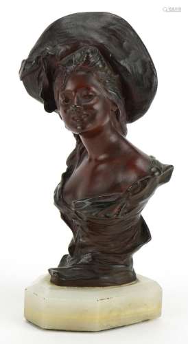 Georges Van der Straeten, Art Nouveau patinated bronze bust ...