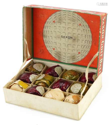 Boxed set of twelve vintage Saxon golf balls