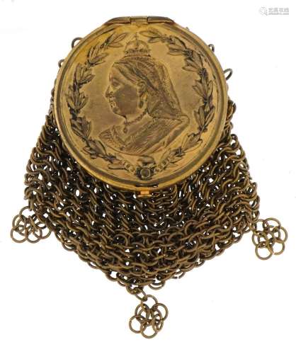 Victorian brass misers purse with a bust of Queen Victorian ...