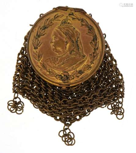 Victorian brass misers purse with a bust of Queen Victorian ...