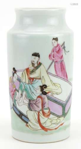 Chinese porcelain vase hand painted in the famille rose pale...