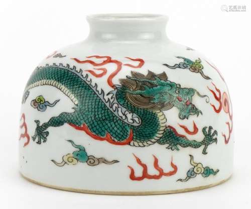 Chinese porcelain beehive water pot hand painted with a drag...