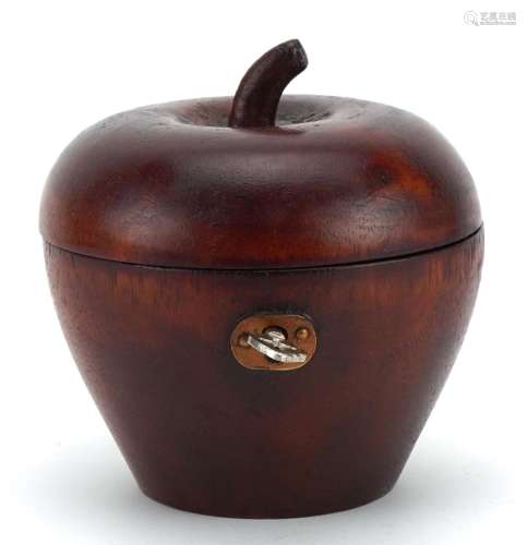 George III style treen tea caddy in the form of an apple, 12...