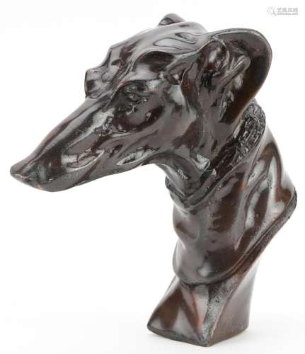 Bronze study of a greyhound bust, 20cm in length