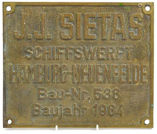 Vintage shipping interest cast metal J J Sietas Schiffswerft...