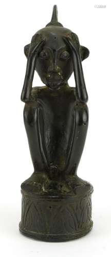 Tribal interest patinated bronze fertility figure, 19cm high