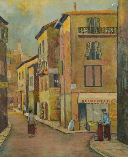 Rue St Antoine, Cannes, France, French school oil on canvas,...