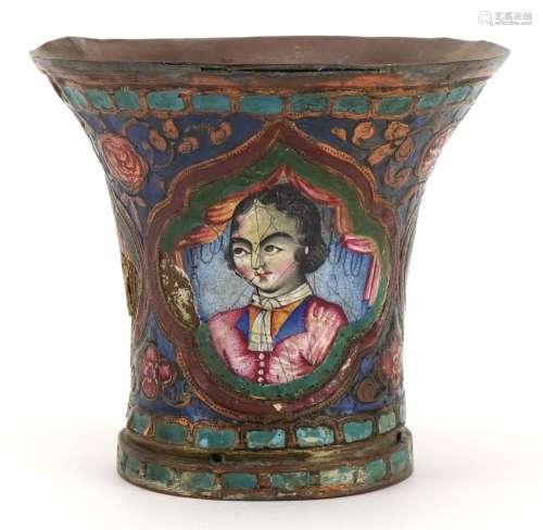 18th/19th century Turkish enamelled beaker hand painted with...